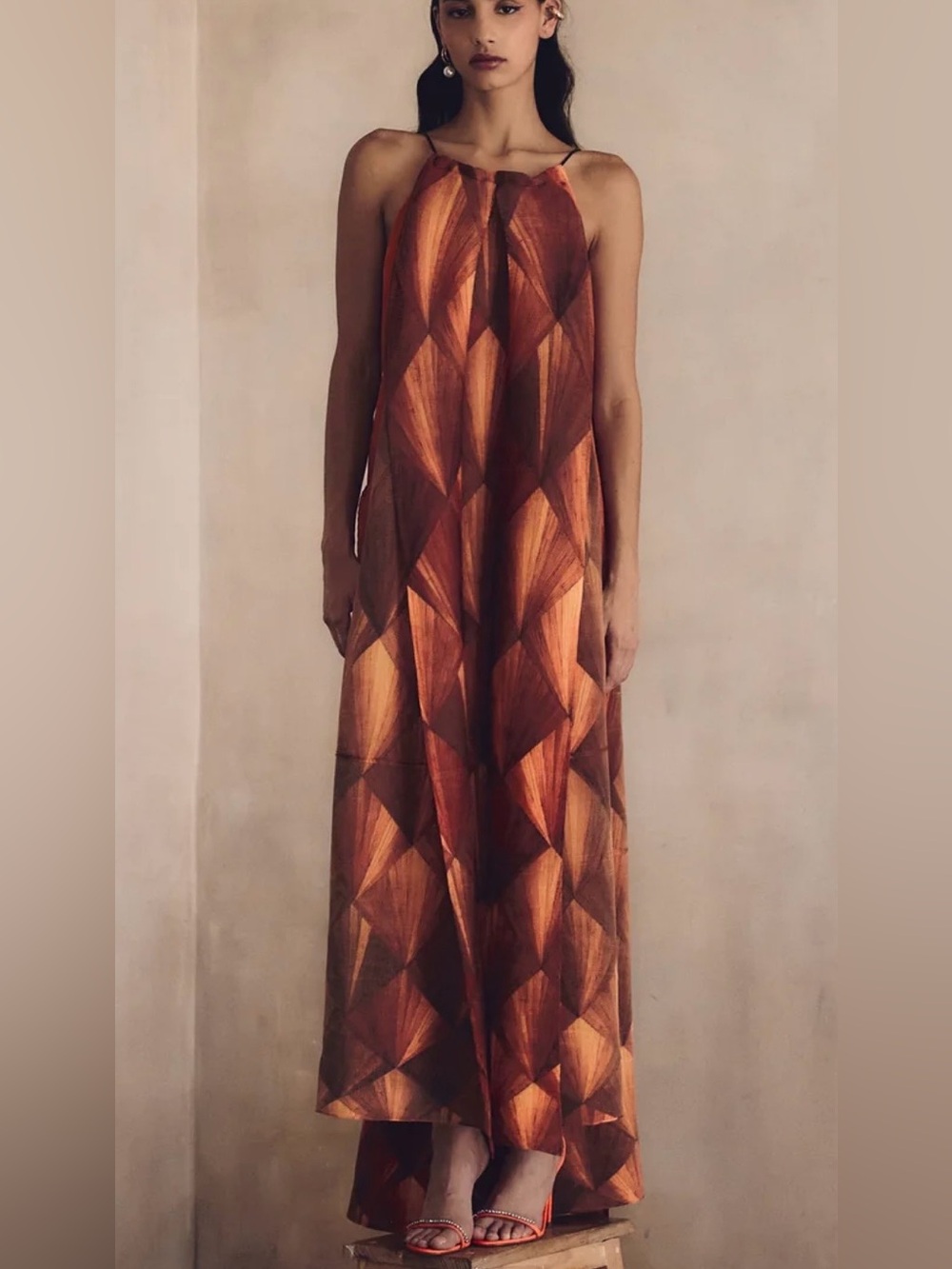 Nicoletta Fire Halter gown O/S Stretchy Luxurious Glam Alluring Vibrant NWT